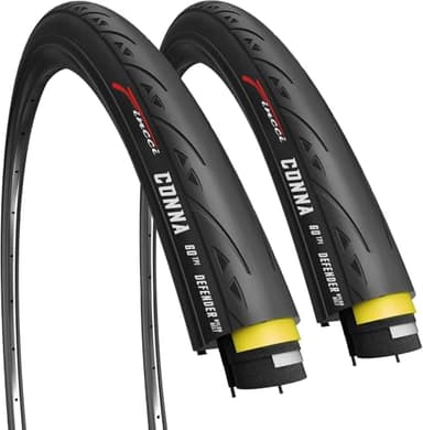 Fincci Copertoni Bici da Corsa 700x25c - Coppia Pneumatici 28 polici, 60TPI, Pieghevole Gomme 25-622 con Antiforatura 1mm per Sport Strada Ciclo Bicicletta - Confezione da 2 copertoncini