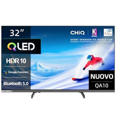 CHiQ 32QA10 32 Pollici QLED Full HD Smart TV HDR10, Dolby Audio, HEVC Main 10, Chromecast Integrato Triplo Tuner (DVB-C/T/T2/S/S2), Nuovo Modello