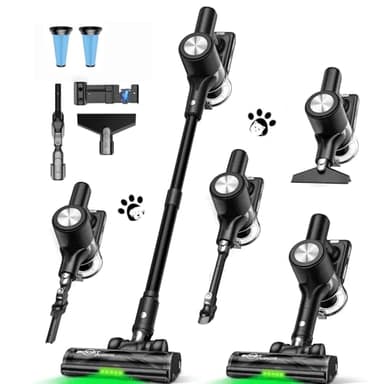 SUXIANGVAC Aspirapolvere a batteria 48 KPa/500 W/55 Mins, senza fili con stazione di ricarica a parete, display a LED, spazzola anti-groviglio, per peli di animali domestici, tappeti/pavimenti duri