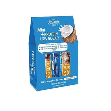 Ultimate Italia - Barretta low sugar proteica al 33% - gusto cocco - 7x20g - senza zuccheri, poche calorie, senza glutine