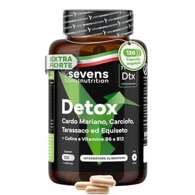 Cardo Mariano, Tarassaco e Carciofo - Detox per Fegato e Intestino - 120 Capsule - 80% Silimarina per la Normale Funzione Epatica - Cardo Mariano Fegato ad Alto Dosaggio - Qualità superiore