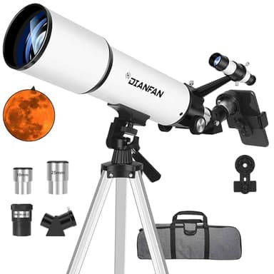 Dianfan Telescopio,80mm Apertura 600 Telescopio Astronomico Professionale per Adulti, Rifrattore Alta Potenza per Bambini e Principianti,con Treppiede, Adattatore Telefono e Borsa