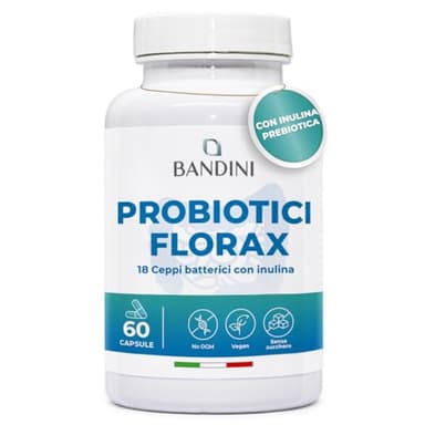 Bandini® FLORAX PROBIOTICS | Fermenti Lattici Probiotici per l'intestino - 20 Miliardi UFC - 18 Ceppi Batterici tra cui Lactobacillus, BifidoBacterium - Probiotico naturale - 60 Capsule per 60 Giorni