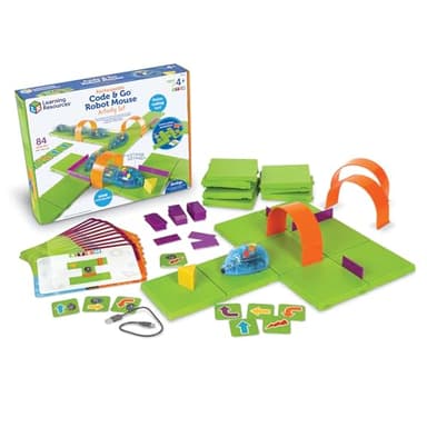 Learning Resources Set Ricaricabile Code & Go Topo Robot, Giocattoli per Bambini e Bambine di 4 anni, Robot Programmabile Interattivo Senza Schermo