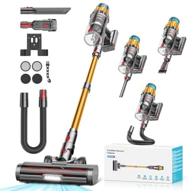 Aspirapolvere Senza Fili 48KPa/550W/70 Min, 2.0L, Scopa Elettrica Senza Fili Potente con OLED Touch Intelligente, Filtraggio a 11 Stadi, Spazzola Anti-Groviglio per Pavimenti/Tappeti/Peli Animali/Auto