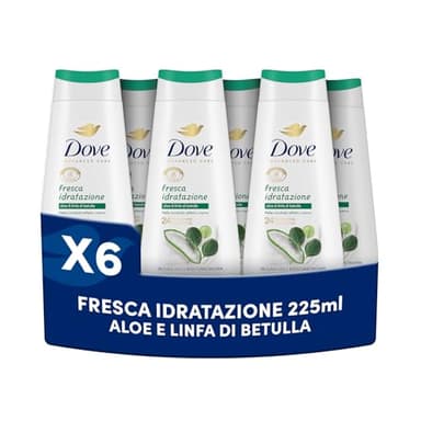 Dove Bagnoschiuma Fresca Idratazione, Bagnodoccia Idratante, Formula Delicata sul Microbioma della Pelle, con Agenti Idratanti Vegetali, Senza Solfati SLES, Bagnodoccia Uomo e Donna, 6 Pezzi da 225 ml