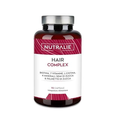 INTEGRATORE CRESCITA CAPELLI Anticaduta e Vitamine Capelli - [PREMIO 2022] Biotina + Zinco + Selenio + L-Cisteina - Per Capelli Forti Donne e Uomini - Hair Complex 90 Capsule - Nutralie