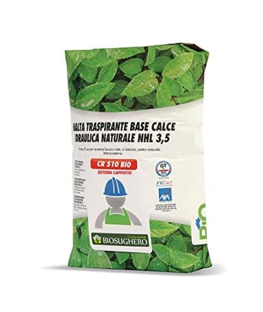 Biosughero - Malta adesiva-rasante a base calce naturale per cappotti in sughero CR 510 BIO - Conf. da 25 kg (5 sacchi da kg 25)