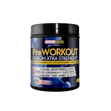 Healthy Fusion Pre workout Potente Pre-Allenamento | Beta Alanina + L-Arginina AAKG + Creatina + Caffeina + Taurina| Promuove lo sviluppo muscolare | Aumenta il rendimento fisico | Gusto Anguria 300 g