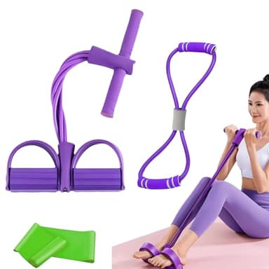 XoeLLe Crunches Pull Rope con Figura 8 Estrattori e Elastici Palestra, Allenatore Addominale, Allenamento a Casa Corda Elastica di Trazione Multifunzione, per Fitness, Dimagrante, Allenamento