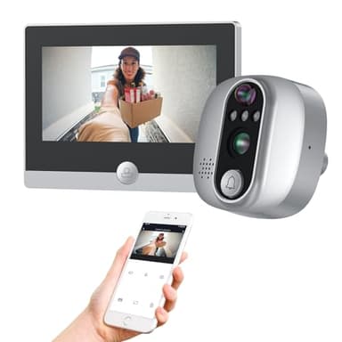 Jeatone Spioncino Digitale Wifi,Video Spioncino Senza Fili con Monitor 4,3" Pollici,Spioncino Digitale Porta Blindata,Visione Notturna,Rilevamento Movimento PIR, Audio Bidirezionale,158 °Grande Angolo