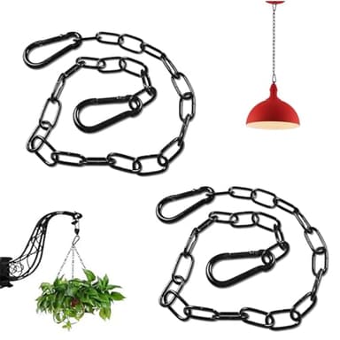 JINJUMEI 2PCS Catena in ferro galvanizzato, catena in ferro con moschettone, lunghezza 50 cm, catena di sicurezza con serratura per porte di recinzione, cancelli da giardino (nero)