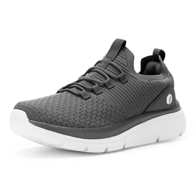FitVille Scarpe da Ginnastica Uomo Scarpe Sportive Extra Larghe da Camminata Slip-on Jogging Fitness Sneaker Grigio 43 EU Larga