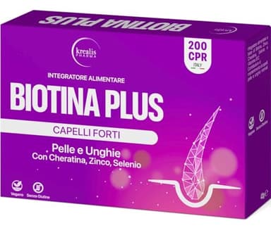 Integratori Per Capelli, Biotina, Cheratina e Zinco (200Cpr a Tripla Azione) Biotina Capelli, Pelle e Unghie Arricchita Con Selenio, Vitamina B12, Vitamine Per Capelli, Forti e Sani