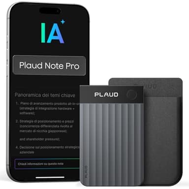 Plaud Note Pro Registratore Vocale AI con Custodia Trascrizione Automatica in 112 Lingue Sommari Intelligenti Registrazione Doppia Intelligente Fino a 50 Ore, Perfetto per Riunioni Chiamate Interviste