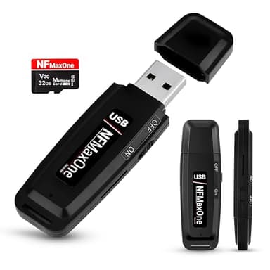 Registratore vocale spia digitale con microSD da 32 GB incluso | Mini registratore audio ideale per riunioni, interviste, lezioni | registratore USB spia portatile con fino a 500 ore registrazione NFM