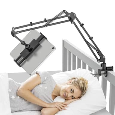 JUBORUI Porta Tablet da Letto, Supporto Tablet Letto con Braccio in Alluminio Stabile, Rotazione a 360° Support o Table t da Tavolo, Support o iPad Lett o per iPad/Pro/Air/Mini, 4,7-12,9'' Table t