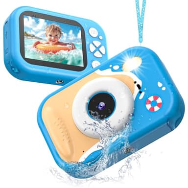 Macchina Fotografica Bambini, Fotocamera Impermeabile Bambini 48MP 1080P Macchina Fotografica Digitale Subacquea con 2,4 Pollici Schermo, 32GB Scheda, Flash LED, Regalo per Bambina e Bambino 3-12 Anni