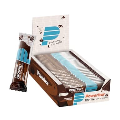 Powerbar - Protein Plus - Low Sugar - Chocolate-Brownie - 30x35g - Barretta con solo 107 calorie - Barretta fitness con fibre