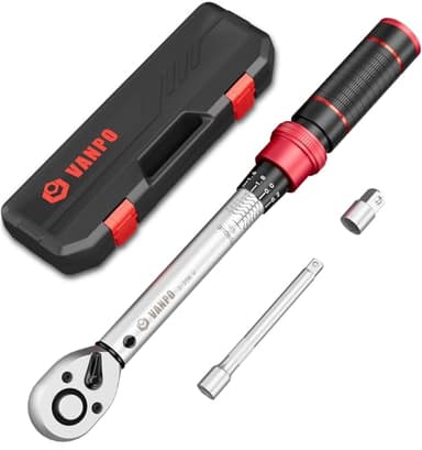 VANPO Chiave Dinamometrica 1/4",3-25Nm Bici e Moto Chiave Dinamometrica Set con 10cm Barra di Prolunga, Adattatore da 3/8", 72T, Chiavi Dinamometriche per Bici da Strada e Mountain, Moto