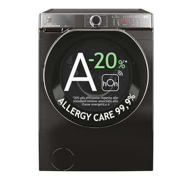 Hoover H-WASH 550 Lavatrice a Libera Installazione 8 Kg, Carica Frontale, Classe A-20%, 1600 Giri, App hOn, Vapore AxLxP 85x60x53 cm, Nera- H5WPB 68AMBCB8-S