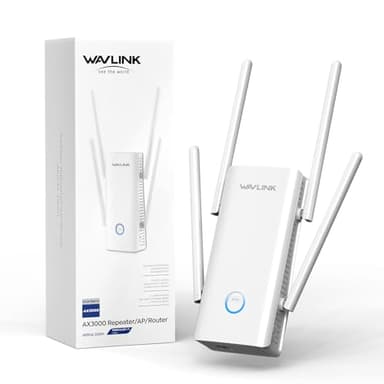 WAVLINK Ripetitore WiFi 6 Potente per Casa, Amplificatore Segnale wifi AX3000 con porta Ethernet, Doppia Banda(5GHz/2.4GHz) Access point WiFi Extender Antenne 5 * 5dbi Copertura fino a 3000sq.ft