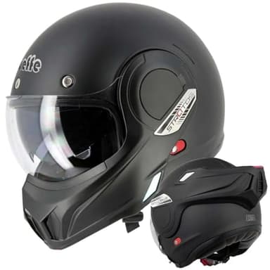 CASCO MODULARE MENTONIERA REVERSIBILE NERO OPACO OMOLOGATO P/J ECE.2206 INTEGRALE (L)