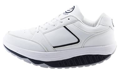 EGLEMTEK Scarpe Uomo Benessere Dimagranti Sportive Fitness BASCULAN TM (Bianco Navy, 43)