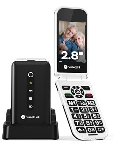 SweetLink 4G Telefono Cellulare per Anziani con Tasti Grandi, LTE Flip Telefoni Cellulari con Base di Ricarica, 2.8" Pantalla, Funzione SOS, Volume Alto, Nero