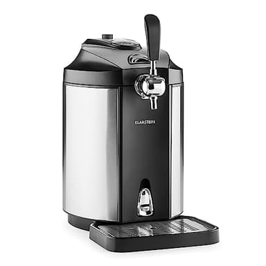 Klarstein Skal - Spillatore Birra, Spillatrice, Spillatore Birra da Casa 5 Litri, 3 x Cartuccia a Pressione CO² e Adattatore, Display LED, Silenzioso, 2-12 °C, Vassoio Gocce, Acciaio Inox, Argento