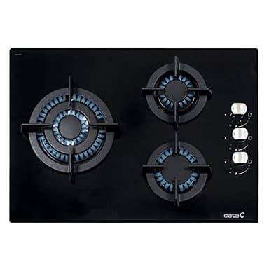 CATA CCI 5003 BK Piano Cottura a Gas Butano a 3 Fuochi. 1 Tripla Corona Predisposto per Cottura a Gas Naturale Larghezza 59 cm Potenza Totale 6,25 Kw Griglie e Bruciatori.