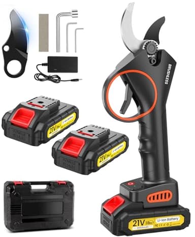 Forbici da potatura Elettriche, 33 mm, Motore Brushless da 800 W, 21V 2 * 2000 mAh, 2 SK7 Lame, 500.000 tagli Effettivi, Cesoie Elettriche per giardinaggio, alberi da frutto, vigneti