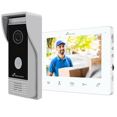 NIVIAN Videocitofono 2 Fili Analogico con Monitor 7" HQ Schermo Interno con Audio Bidirezionale | Piastra Esterna IP65 Antivandalica con Visione Notturna, Apriporte Elettrico. Smart Security