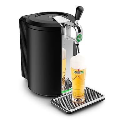 Krups Beertender - Macchina per birra a pressione, fusti da 5 l, marca Heineken, indicatore luminoso, temperatura e schiuma perfette, birra fresca, facile installazione, compatta nera VB450E10