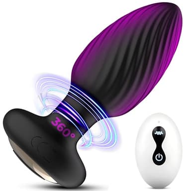 Skurk Plug Anale Vibrante con 360° di Rotazione e 14 Modalità - Prostata Vibratore per Uomo con Telecomando - Massaggiatore Anale e Dilatatore
