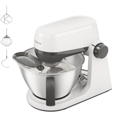 Kenwood Multi Tasker – Impastatrice Planetaria con Testa Sollevabile, Ciotola 4,3L, Capacità 1,7 kg Impasto, con accessorio Frullatore, Attacco Accessori e Paraschizzi, Bianca (KHC30.000WH)