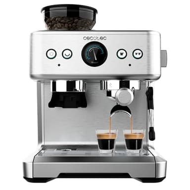 Cecotec Macchina Caffè Espresso Barista Power Espresso 20 Barista Maestro. 2250W, Thermoblock, Serbatoio Caffè 250g, Macinacaffè 20 Livelli, Pompa Pressione con Manometro Pressure Pro, Doppia Uscita