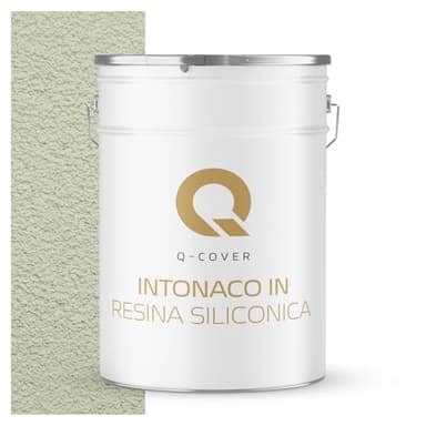 Q-COVER Intonaco a resina siliconica 25 KG 2 mm Bianco-verde | Intonaco siliconico per facciate | Rivestimento strutturale pronto all’uso | Esterni, pareti e soffitti