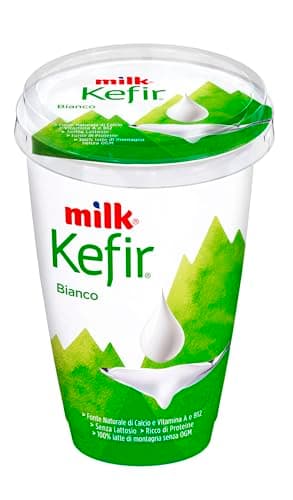 Milk Kefir Senza Lattosio Cremoso Bianco - Con Fermenti Lattici, Probiotici, Calcio, Vitamina B12, Vitamina A, Senza Glutine - Favorisce l’Equilibrio della Flora Intestinale (Bianco 400 g)