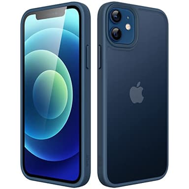 JETech Cover Opaca per iPhone 12/12 Pro 6,1 Pollici, Protezione Anticaduta Antiurto di Grado Militare, Custodia Posteriore Glassata Traslucida, Anti-Impronte (Blu Tempesta)