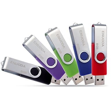 ENUODA Chiavetta USB 8GB 5 Pezzi Pennetta Girevole USB 2.0 Unità Memoria Flash per Archiviazione Dati con Luce LED (5 Multicolorato: Nero Blu Verde Viola Rosso)