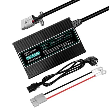 Carica Batterie Litio, 12V 20A Carica Batterie LiFePO4 Compatibile con Connessione Anderson Progettato per la Ricarica di Batterie LiFePO4 a Ciclo Profondo di Auto RV Marine