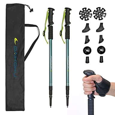 Daikoku - Bastoni da Trekking Estensibili 65-135cm | Leggeri e Resistenti in Alluminio | Impugnatura Ergonomica | Adatti a Tutti i Terreni con 6 Punte e Zaino Trail | Montagna, Trekking e Camminata