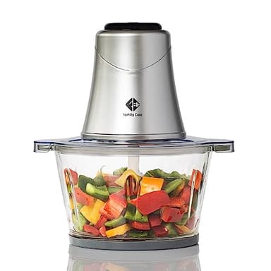 Family Care Tritatutto da Cucina Elettrico, 4 Lame in Titanio, Massima Qualità ed Efficienza, 400 W, Mini Tritatutto Elettrico, 1,2L, Multifunzione, Trita, Sminuzzare, Spruzzare, Tritare