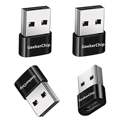 GeekerChip Adattatore USB C Femmina a USB Maschio[4 Pezzi],Adattatore USB Type C,Connettore USB Type C,per 11 12 13 Pro Max,SE,Mate10/20/30/40,Xiaomi 6/7/8/9/10 y Otro Dispositivo USB C(Nero)