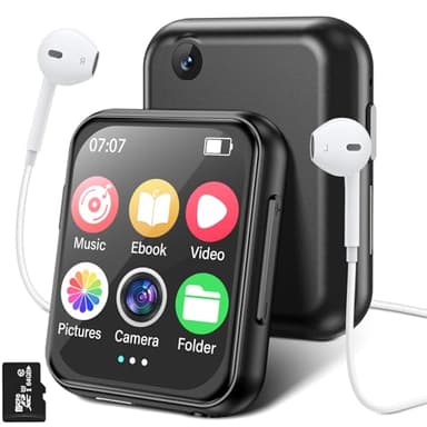 64GB Lettore MP3 Bluetooth 5.4 con 720P HD Telecamera, Lettore Musicale Touchscreen IPS da 2,0 Pollici, Altoparlante HD Integrato, Suono HiFi, Radio FM, ecc. Espandibile Fino a 256GB (A30)