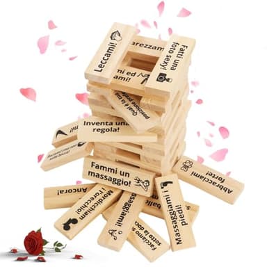 Italiano Gioco Super Naughty Block Tower - Giochi di Coppia Lust Tower,Giochi Erotiici Coppie,Giochi di Coppia per Adulti, Giochi hot per coppie adulti,48 pezziNEW2