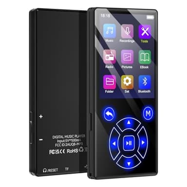 Gueray Lettore MP3 Bluetooth 128GB Lettore Musicale Digitale Portatile con Suono HiFi Altoparlante Incorporato Supporto Radio FM Registratore Vocale Scheda TF