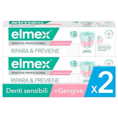 elmex Dentifricio Sensitive Professional Ripara e Previene denti sensibili 2x75 ml | Trattamento Per Denti Sensibili | Sollievo immediato dal dolore* | Previene la recessione gengivale