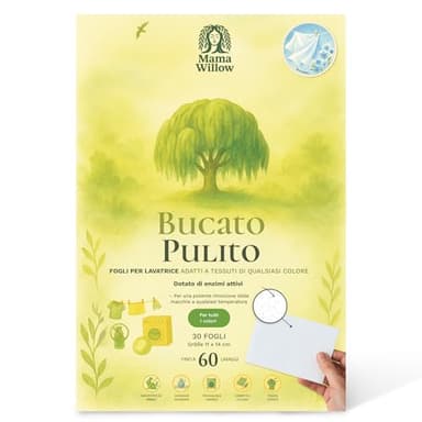 Mama Willow Detersivo Naturale in Fogli per Bucato(30): Formula Concentrata e Senza Sprechi – Tensioattivi di Origine Vegetale ed Enzimi – Senza Parabeni, Fosfati e Sbiancanti – Profumazione Delicata